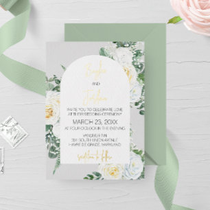 Bloom White Floral Wedding Invitation