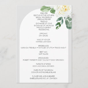 Bloom White Floral Wedding Programme