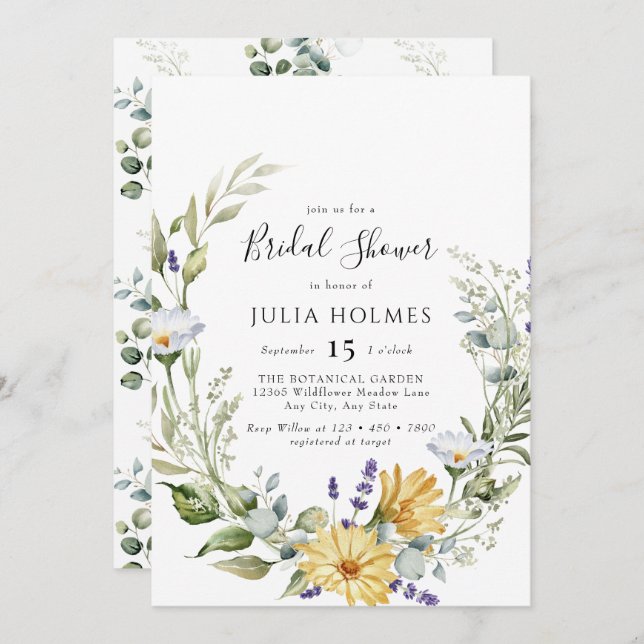 Bloom Wildflower | Meadow Floral | Bridal Shower I Invitation (Front/Back)