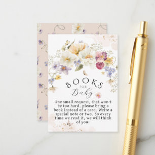 Bloom Wildflower Rustic Baby Shower Books for Baby Enclosure Card