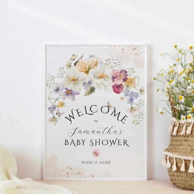 Bloom Wildflower Rustic Baby Shower welcome Poster (Creator Uploaded)