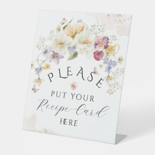 Bloom Wildflower Rustic Bridal Shower Recipe Pedestal Sign