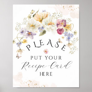 Bloom Wildflower Rustic Bridal Shower Recipe Poster