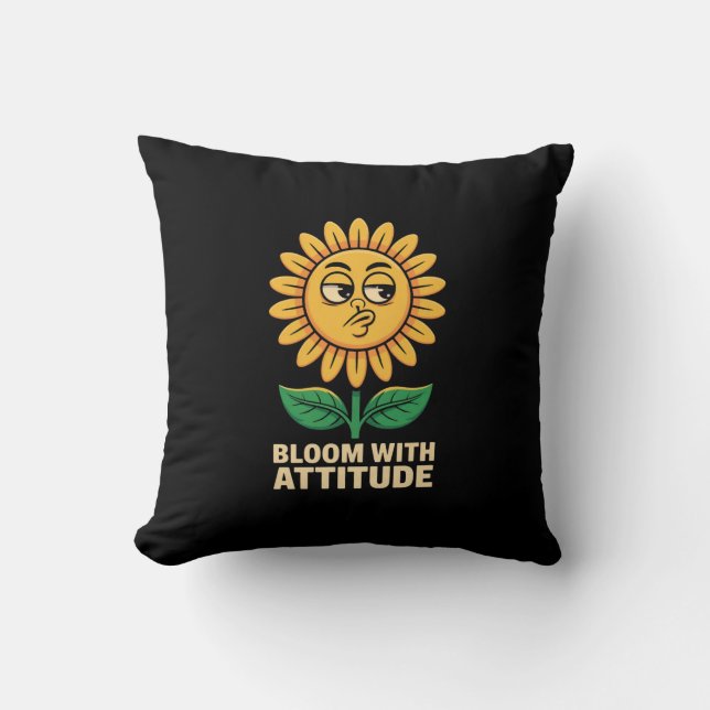 Bloom With Attitude Throw Pillow – Sassy Sunflower (Front)