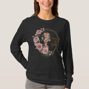 Bloom With Grace – Feminine Floral Silhouette Art T-Shirt
