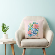 🌸✨ “Bloom with Grace” Floral Pillow 🛋️💖