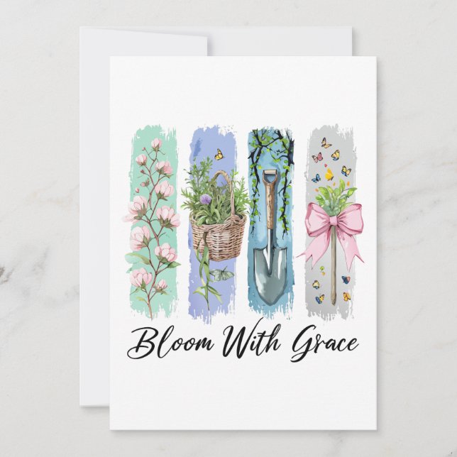 Bloom with Grace Garden Floral Art Invitation (Front)