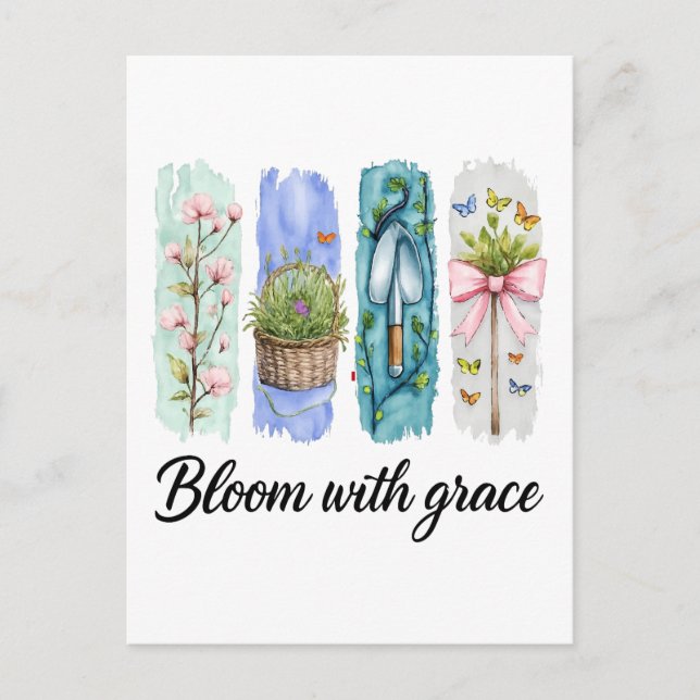 Bloom with Grace Garden Floral Art Postcard (Front)