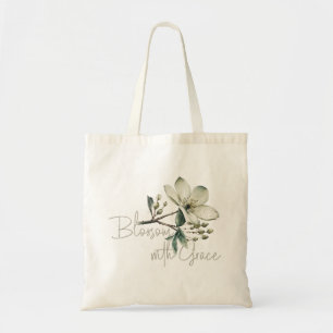 Bloom With Grace Inspirational Floral Tote Bag