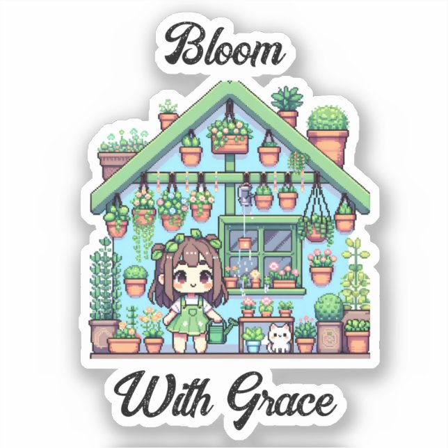 Bloom with Grace | Kawaii Girl with Plants (Front)