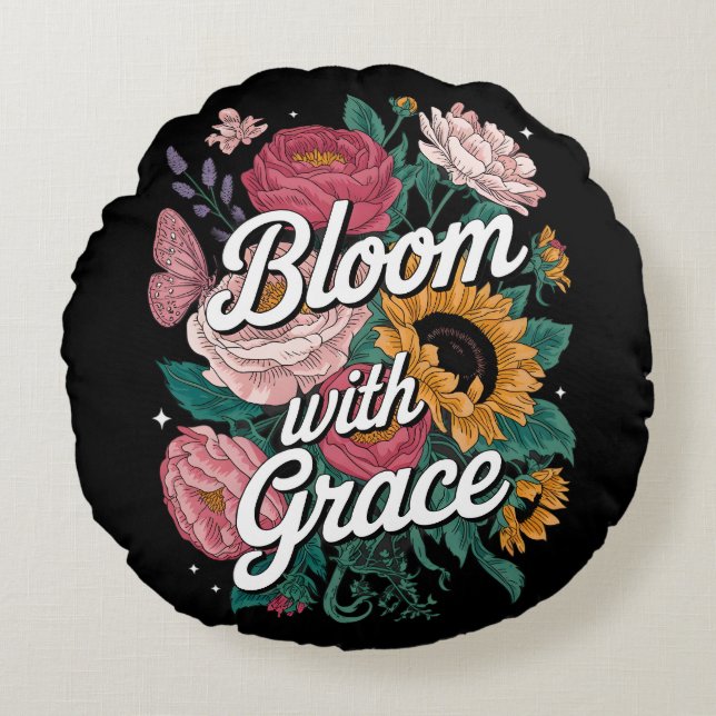 Bloom With Grace  Round Cushion (Front)