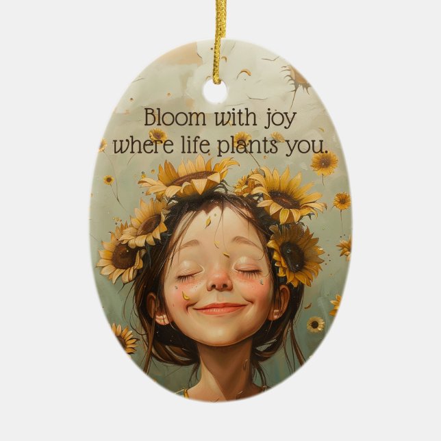 Bloom with Joy Ceramic Tree Decoration (Front)