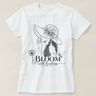 Bloom With Kindness Elegant Lady Floral Hat T-Shir T-Shirt