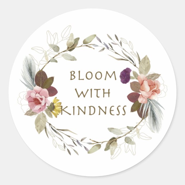 Bloom with Kindness Floral Wreath Sticker (Front)