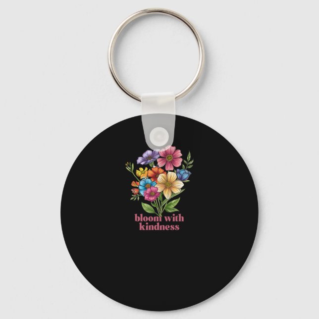 Bloom With Kindness Flowers Sticker  Key Ring (Front)