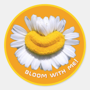 "bloom with me!" Charmomilla Smiles Orange Classic Round Sticker
