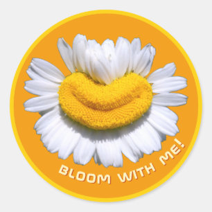"bloom with me!" Charmomilla Smiles Orange Classic Round Sticker