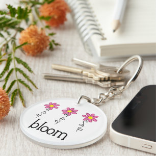 Bloom with Pink Flowers Key Ring