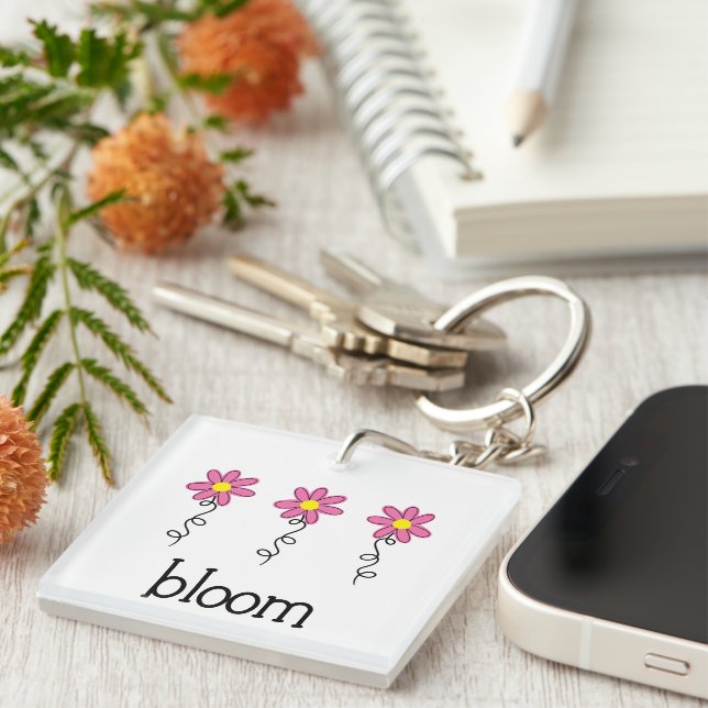 Bloom with Pink Flowers Key Ring (Front Right)