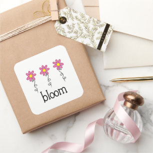 Bloom with Pink Flowers Square Sticker