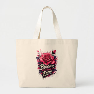 Bloom Without Fear Pink Rose Floral Jumbo Tote Bag