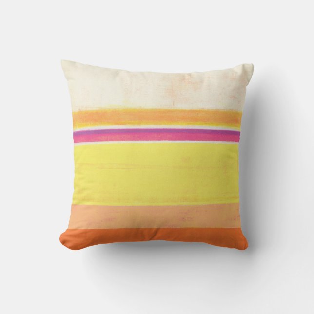 'Bloom' Yellow and Orange Abstract Throw Pillow (Front)