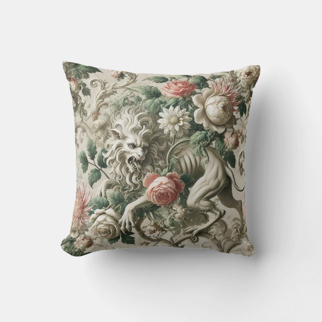 Bloombound Sentinel – Gothic Floral Design Cushion (Front)