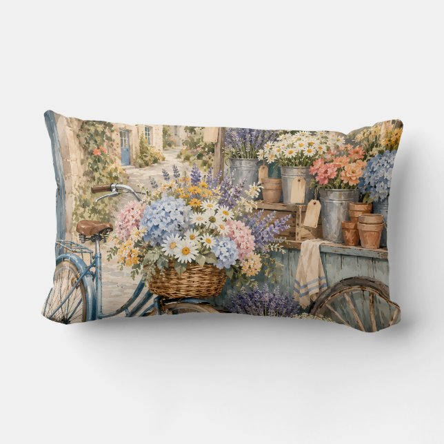 Bloomcore Flower Market Bicycle Lumbar Cushion (Back)