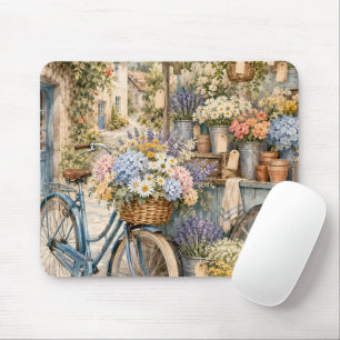 Bloomcore Flower Market Bicycle Mouse Pad