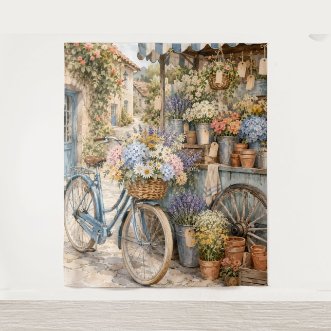 Bloomcore Flower Market Bicycle Tapestry (Front)
