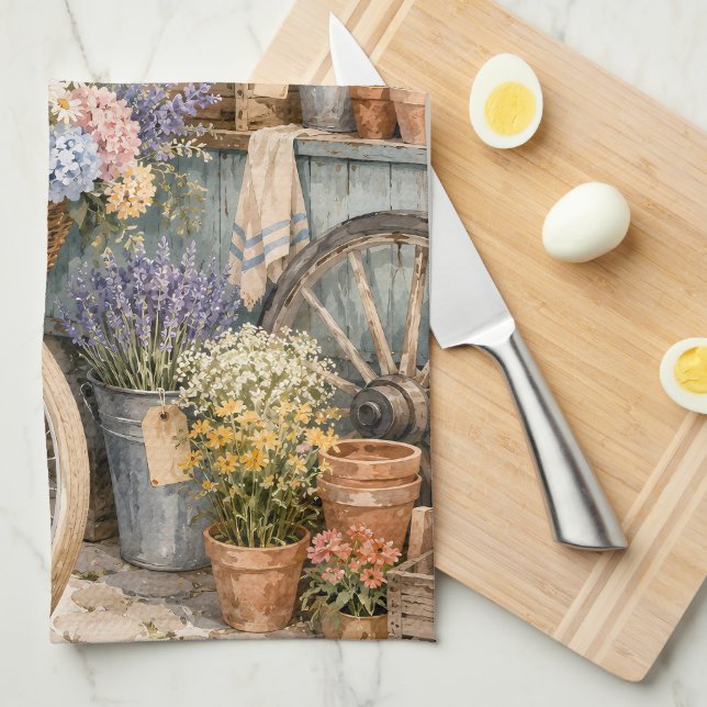 Bloomcore Flower Market Bicycle Tea Towel (Quarter Fold)