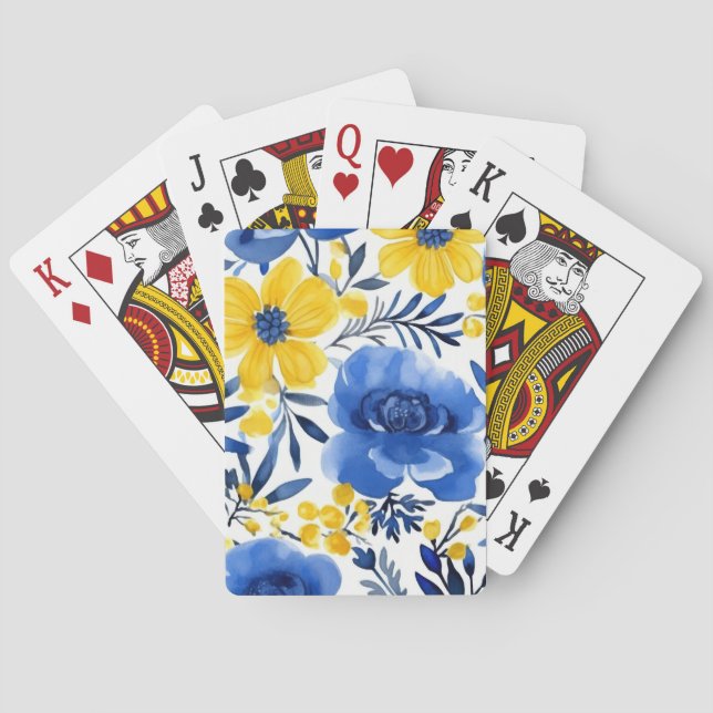 BloomDeck: Blue & Gold Edition Playing Cards (Back)