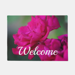 Bloomed Pink Rose Welcome Doormat