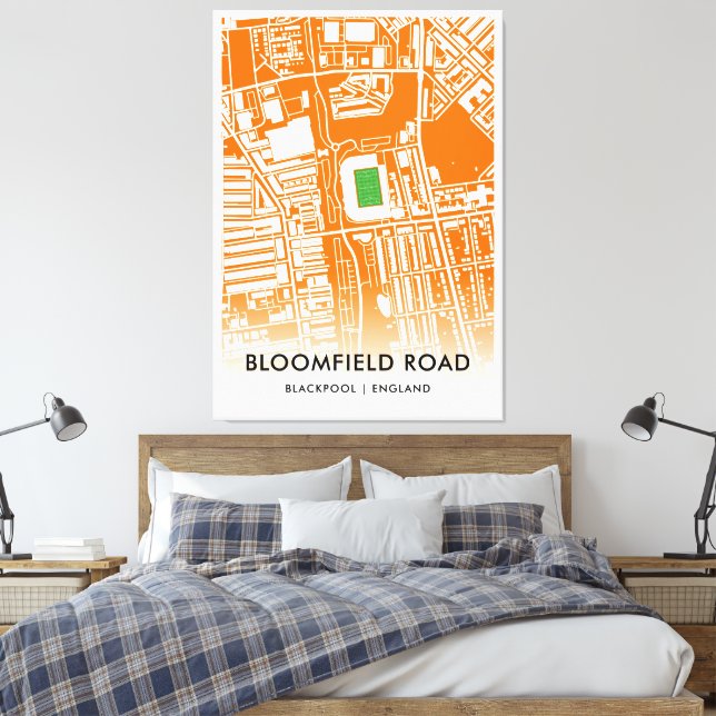 Bloomfield Road Stadium in Blackpool, England Canvas Print (Insitu(Bedroom))