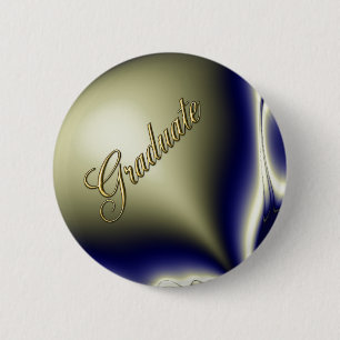 Bloomin Blue Fractal Graduate Button