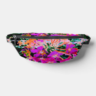 Blooming Abstract Magenta and Orange Flower Bum Bags