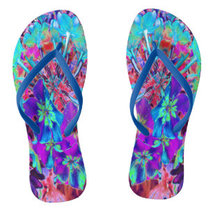 Blooming Abstract Purple and Blue Flower Jandals