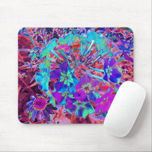 Blooming Abstract Purple and Blue Flower Mouse Pad