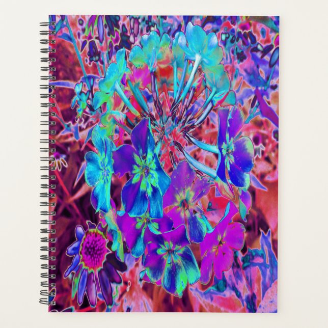 Blooming Abstract Purple and Blue Flower Planner (Front)