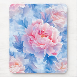 Blooming Abstract Watercolor Peony Mouse Pad