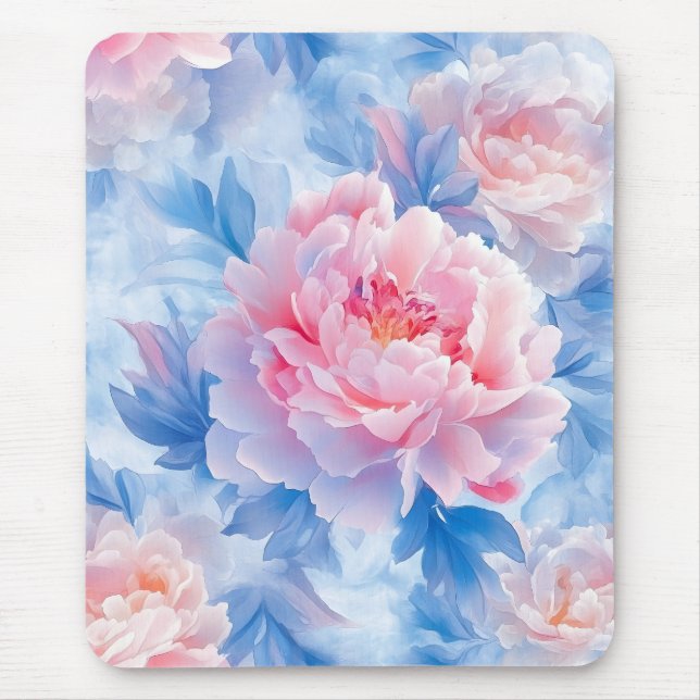 Blooming Abstract Watercolor Peony  Mouse Pad (Front)