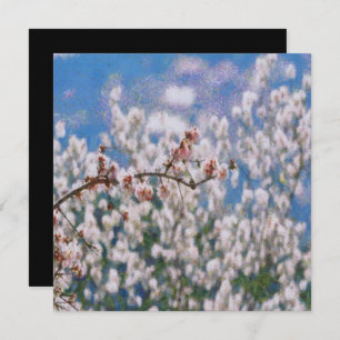 Blooming Almond Tree Pointillism Artwork Invitation