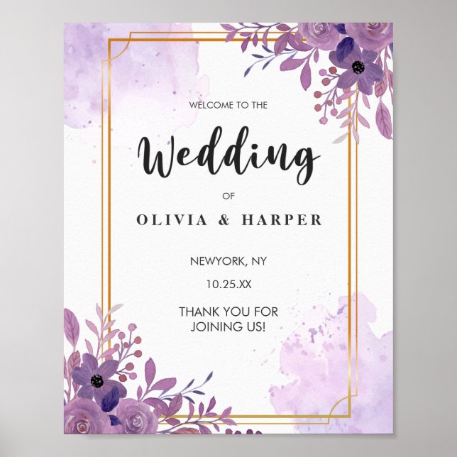 Blooming Amethyst Vintage Golden Frame Welcome Poster (Front)