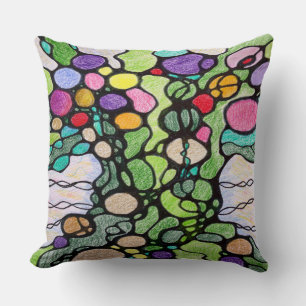 Blooming and Fruiting Tree of Life Painting Cushion