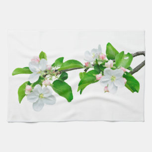 Blooming apple tree branch tea towel