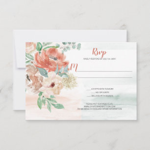 Blooming Apricot Watercolor Floral RSVP Card