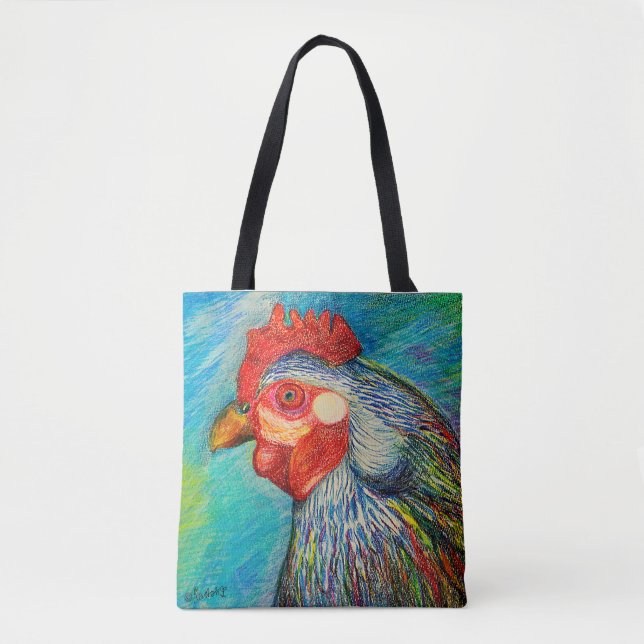 Blooming Art - Wise Hen in Pastels by CraftiesPot Tote Bag (Front)
