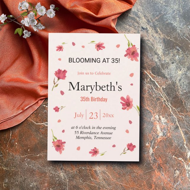 Blooming at 35 - Floral Birthday Invitation (Creator Uploaded)
