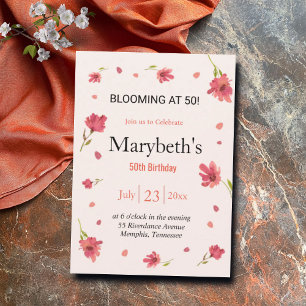 Blooming at 50 - Floral Birthday Invitation