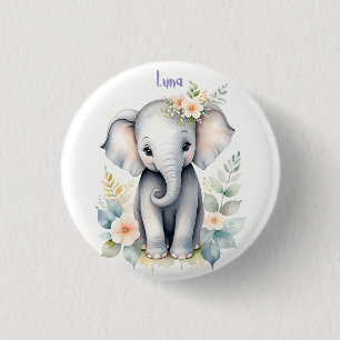 Blooming Baby Elephant 3 Cm Round Badge